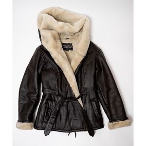 Vintage Faux fur fully lined leather coat